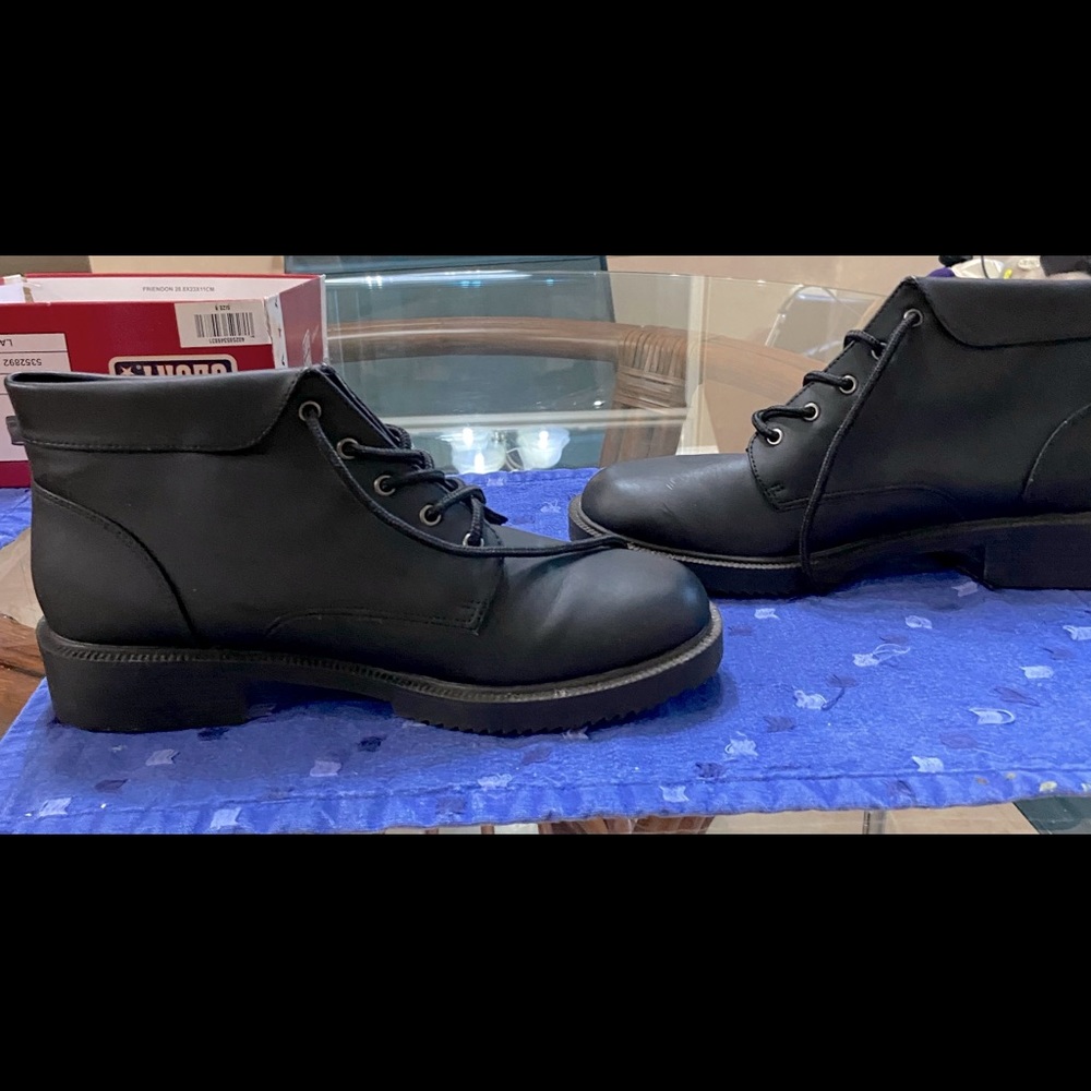 Faded Glory black combat boots. Size 8. Never worn